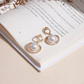 Gold Plated Amazing Korean Circle of Life AD-Pearl Drop Earrings