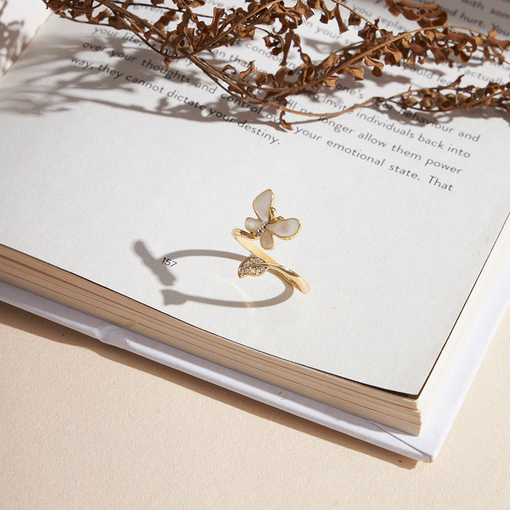 Gold Plated Butterfly Zirconia Ring - Sollak Designs