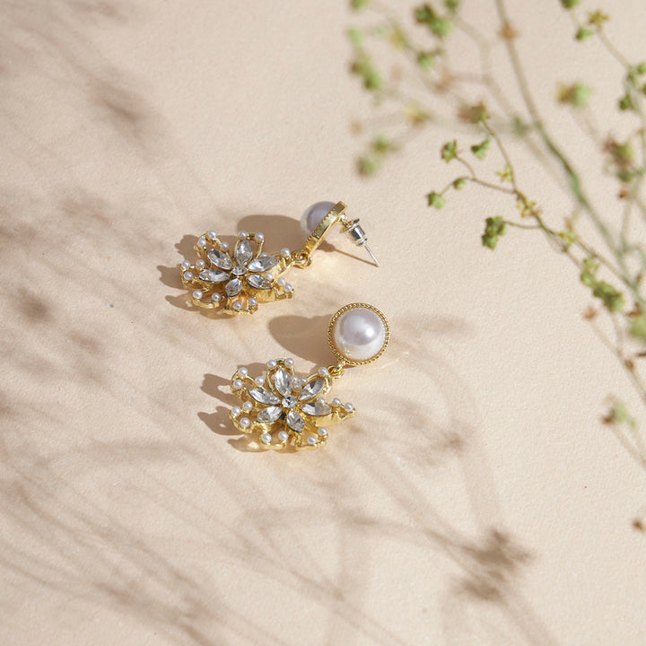 Luxury Flowers Pearl Earrings - Sollak Designs