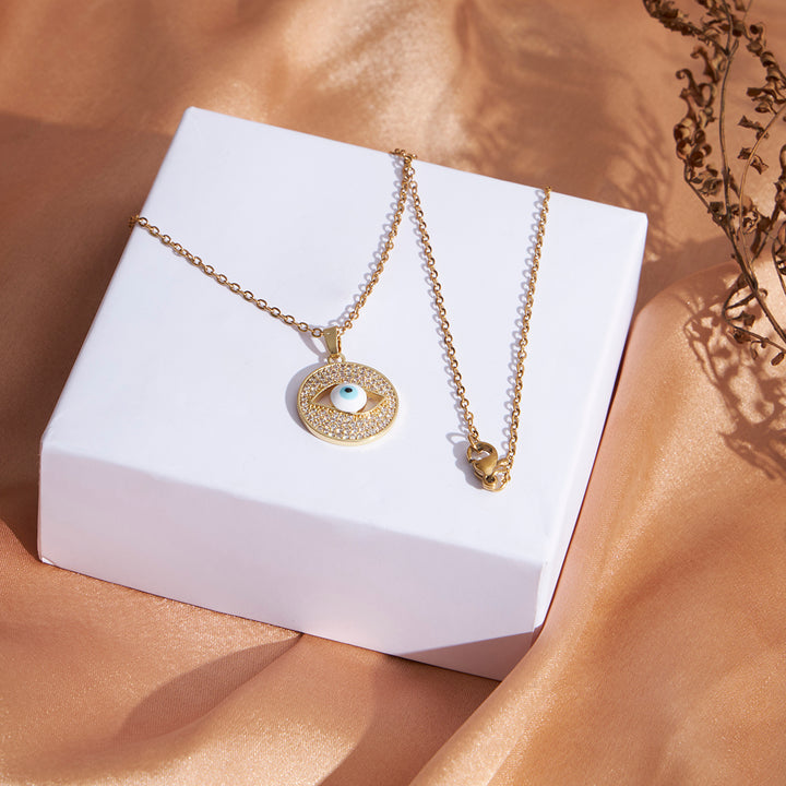 Circular Evil Eye Necklace - Sollak Designs