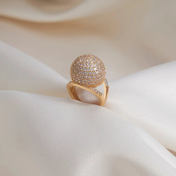 Dome Shaped Zirconia Gold Plated Ring - Sollak Designs