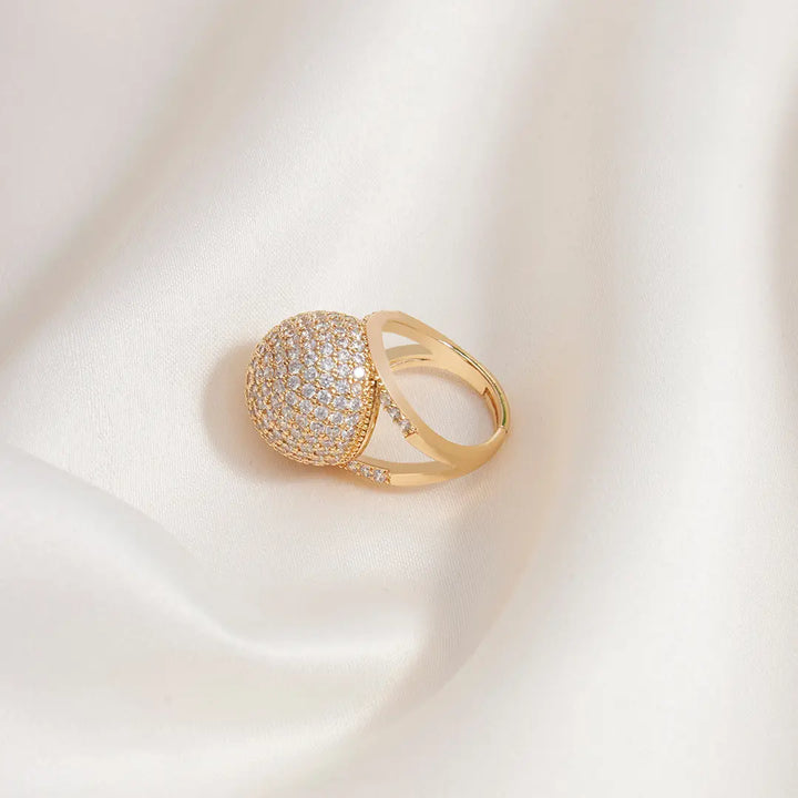 Dome Shaped Zirconia Gold Plated Ring - Sollak Designs