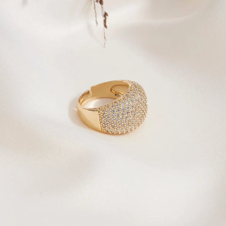 Zirconia Crystals Gold Plated Designer Ring - Sollak Designs