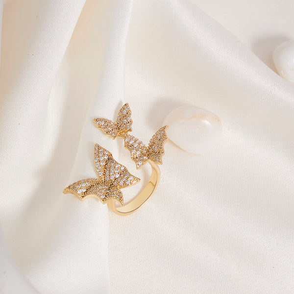 Triple Butterfly Zirconia Ring - Sollak Designs