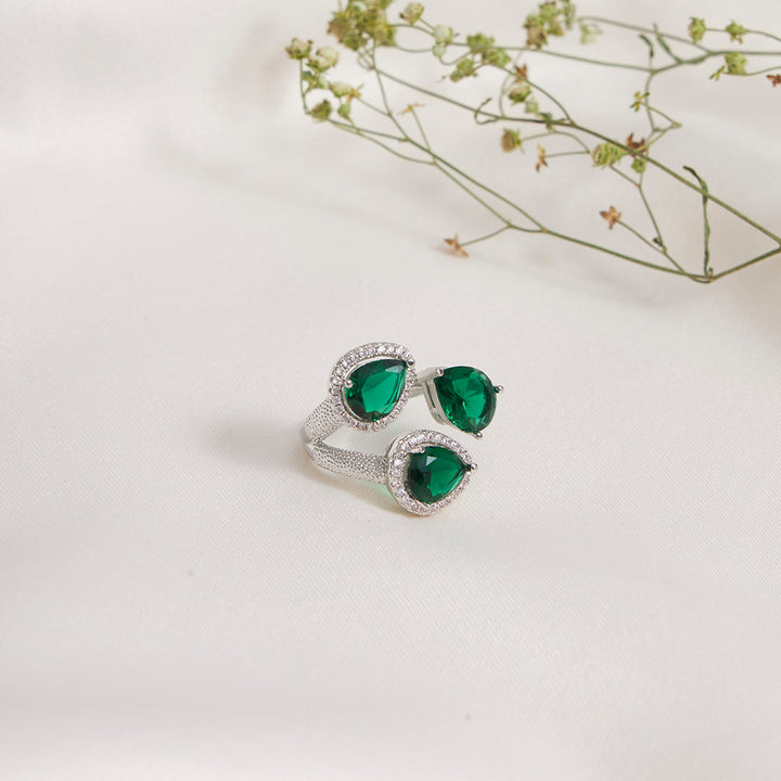 Tear Drop Emeralds Zirconia Ring - Sollak Designs