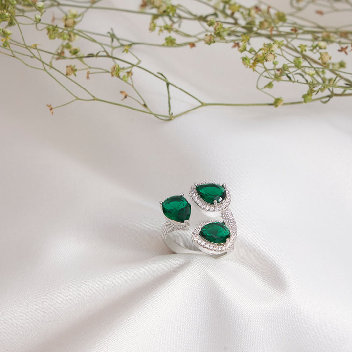 Tear Drop Emeralds Zirconia Ring - Sollak Designs