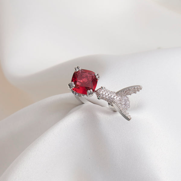 Zirconia Bird And Red Ruby Ring - Sollak Designs