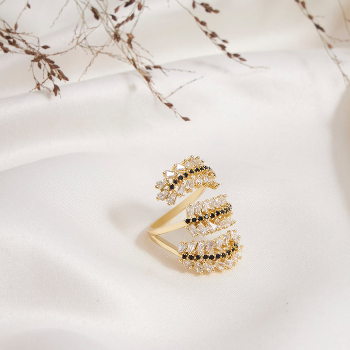 Crystal Triple Leaf Statement Ring - Sollak Designs