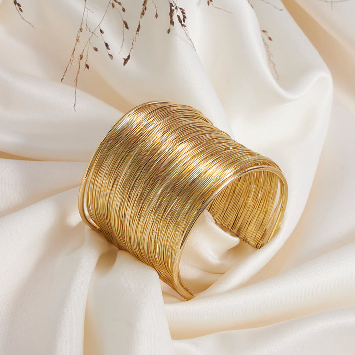 Gold Plated Party Statement Mesh Designs, Free size Korean Cuff Bracelet - Sollak Designs