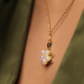 Daisy Flower Rotatable Pendant With Anti Tarnish Chain