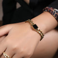 Link Chain With Black Square Stone Bracelet