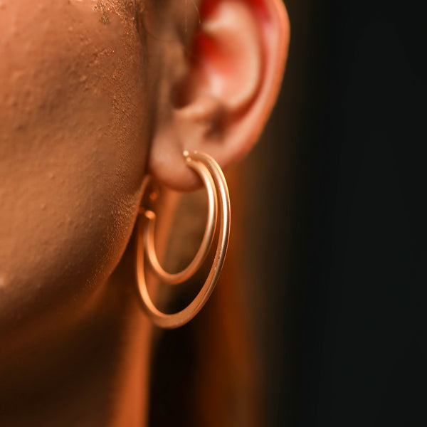 Rose Gold Dual Hoops