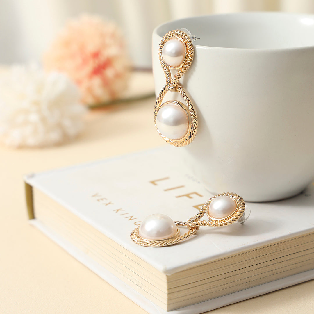 Faux Pearl Decor Earrings - Sollak Designs