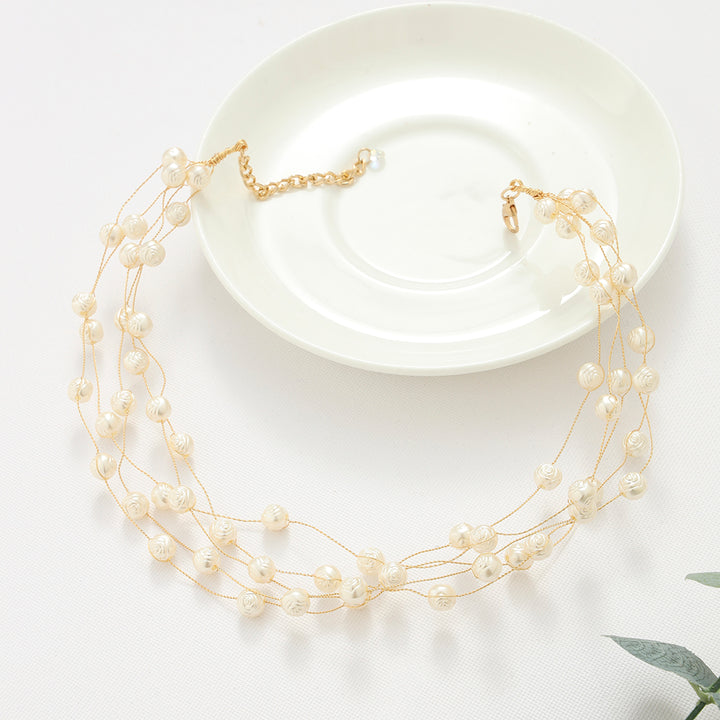 Multilayer Floating Pearl Choker Necklace - Sollak Designs