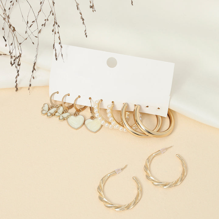 Gold-Toned Gold Plated Drop Earrings And Hoops Set of 5 - Sollak Designs