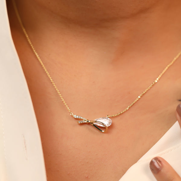 Stainless Steel Anti Tarnish Necklace With Bow Pendant