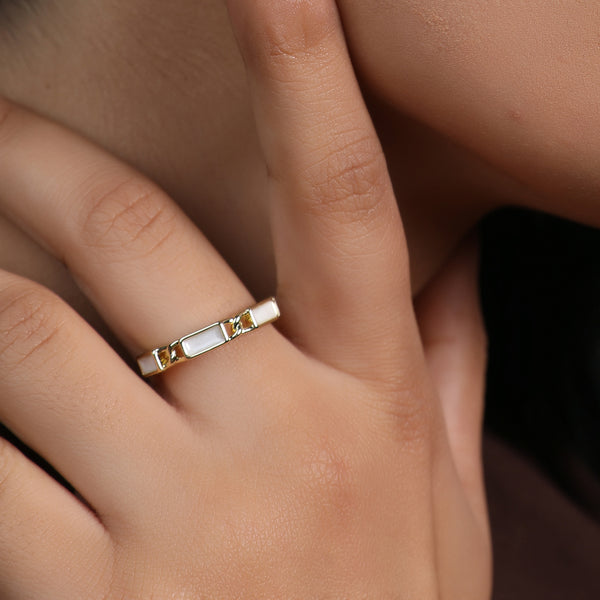 Gold Plated Open Adjustable Dainty Geometric Shell Ring