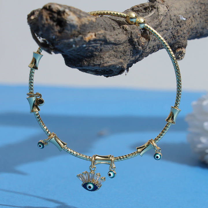 Evil Eye Open Bangle - Sollak Designs