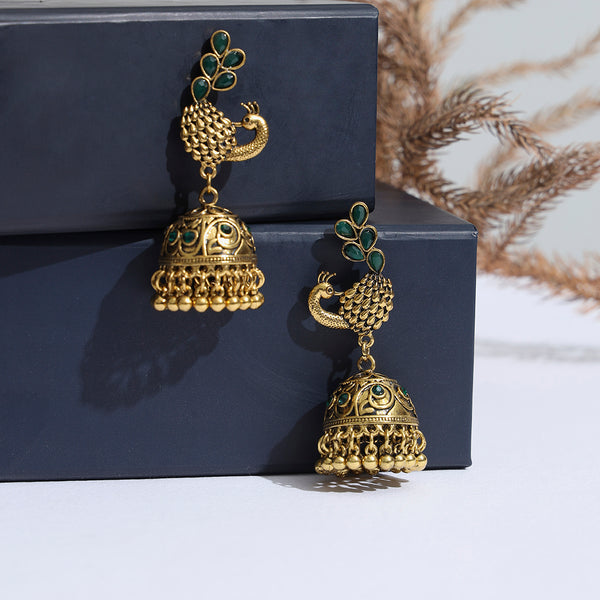 Delicate Mayur Inspired Gold Plated Jhumki