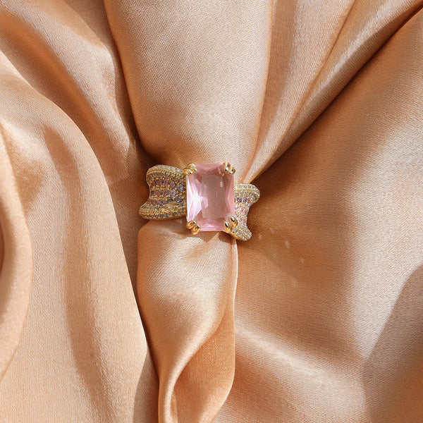 Zirconia Statement Ring with Pink Stone - Sollak Designs