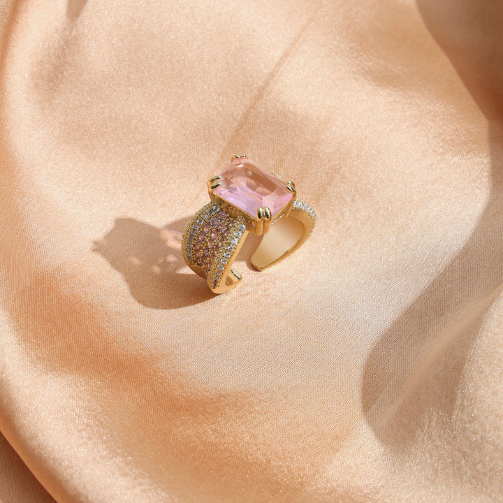 Zirconia Statement Ring with Pink Stone - Sollak Designs