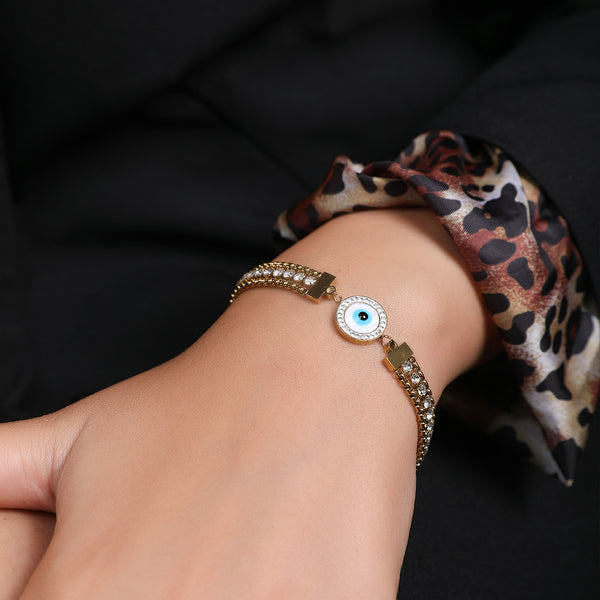 Evil Eye Tarnish Free Stainless Steel Zircon Tennis Bracelet