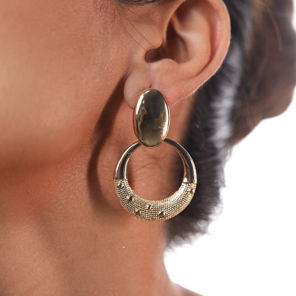 Dual Oval Golden Earrings