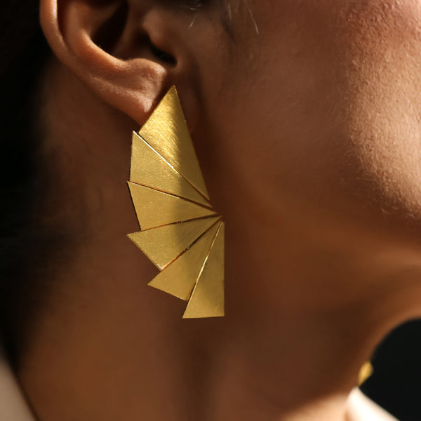 Pure Brass Edgy Handmade Statement Earrings