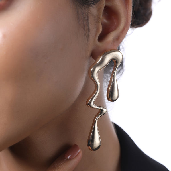 Gold Plated Irregular Water Drop Exaggerated Statement Earrings