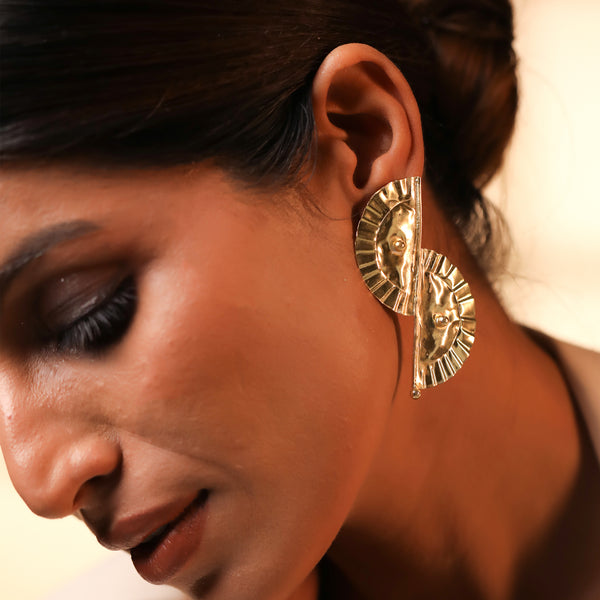 Pure Brass Handmade Designer Statement Earrings