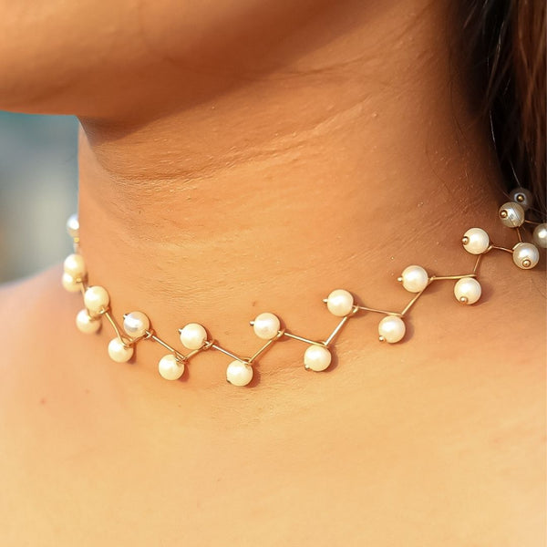 Pearl Single Layer Gold Plated Choker