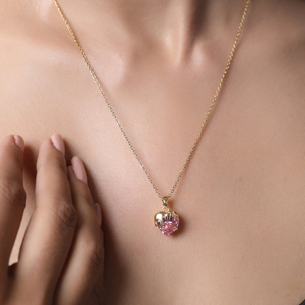 Clavicle Chain And Crystal Heart Pendant Necklace