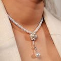 Gold Plated Pearls studded White/ black Floral Contemporary Necklace