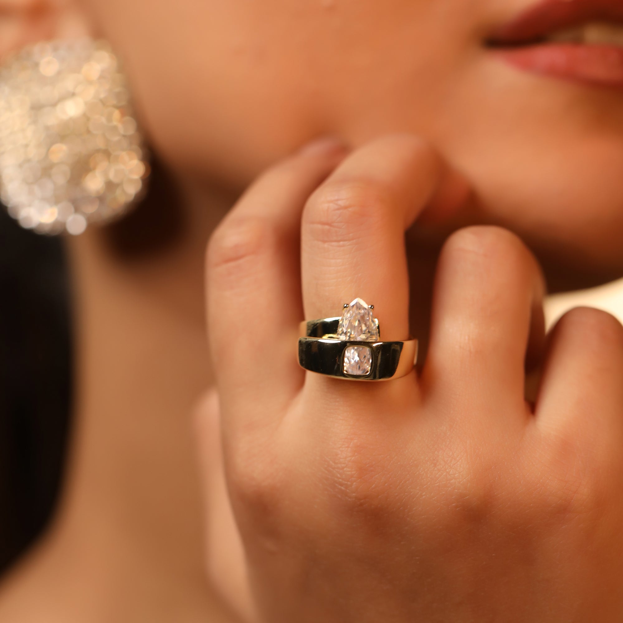 Drop Stone Ring Tear Drop Stone Gold Plated Ring – Sollak Designs