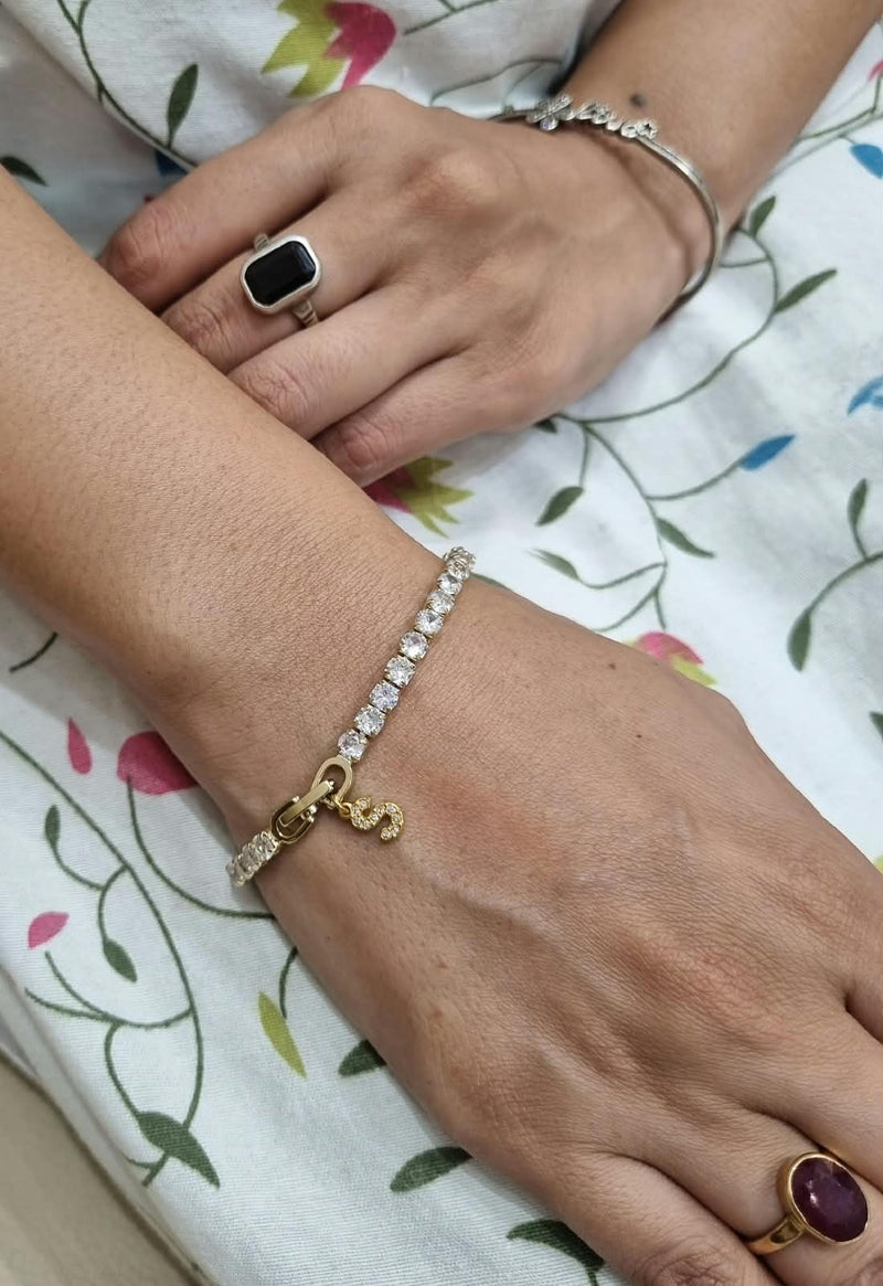 ETERNIA Timeless Tennis Bracelet with Initial Charm