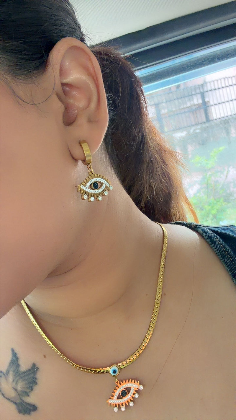 Eyeconic Evil Eye Necklace Earrings Set