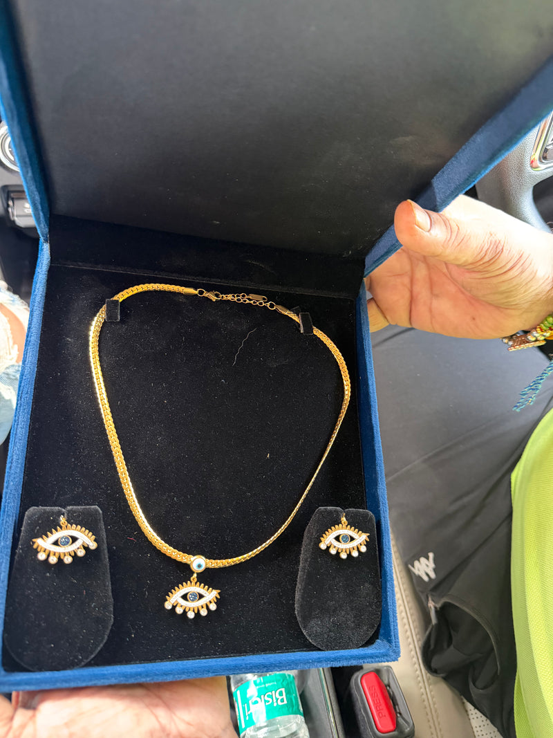 Eyeconic Evil Eye Necklace Earrings Set