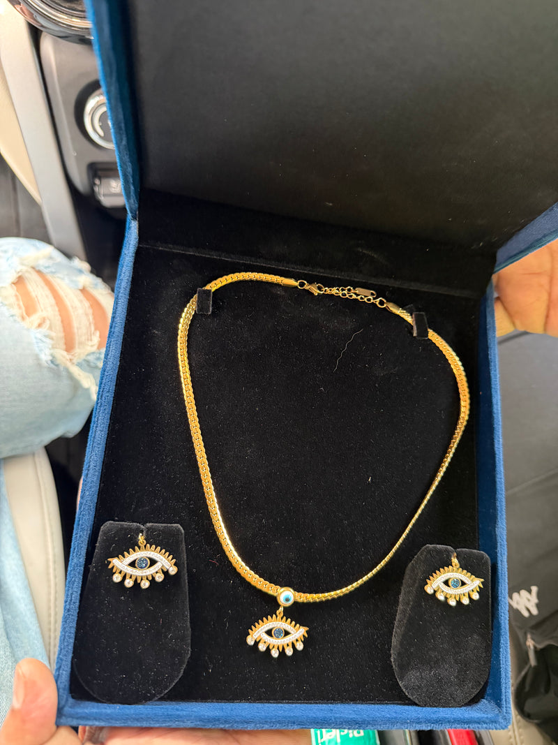 Eyeconic Evil Eye Necklace Earrings Set