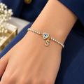 Heart of Protection Evil Eye Initial Bracelet